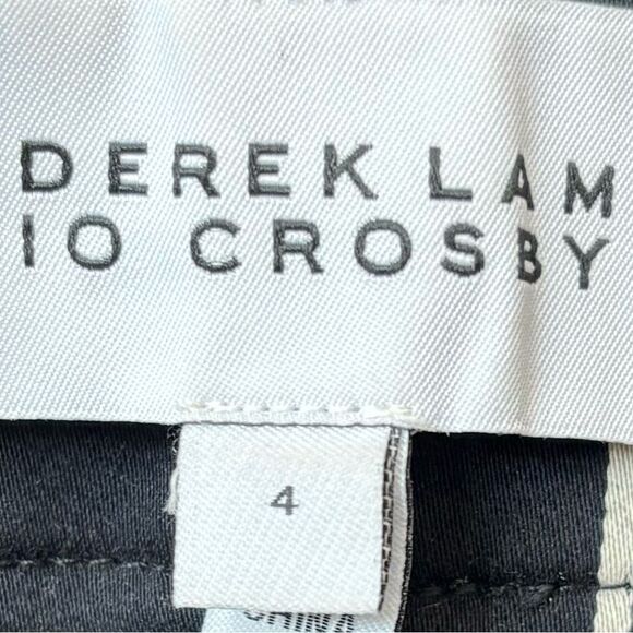 DEREK LAM 10 CROSBY Cropped Striped Straight Leg Trouser In Black White - Picture 8 of 8